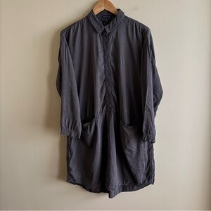 EILEEN FISHER Grey Brown Linen Blend Tunic Top Sz Small